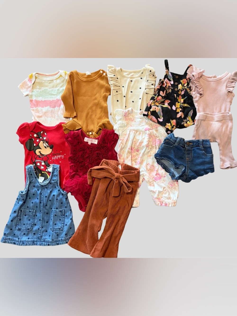 Baby Girl Clothes Bundle 0-3 Months 12pc Outfits Dresses Denim Minnie